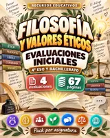 Vista previa - Evaluación - Eval. iniciales de Filosofía y Valores Éticos | ESO y Bach - Portada