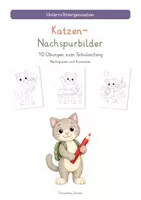 Vorschau - Arbeitsblätter - Katze: Nachspurbilder zum Schulanfang - Deckblatt