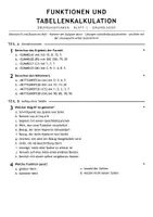 Vorschau - Arbeitsblätter - Übungsaufgaben Funktionen Tabellenkalkulation Informatik 9 Gymnasium - Deckblatt