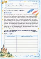 Vorschau - Test - Klassenarbeit Märchen – Die drei Federn | Deutsch Klasse 5 | Grammatik & Märchenmerkmale mit Lösungen - Deckblatt