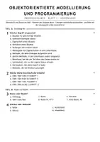 Vorschau - Arbeitsblätter - Übungsaufgaben Objektorientierte Modellierung Programmierung Informatik 9 Gymnasium - Deckblatt