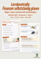 Vorschau - Unterrichtsreihen - Lernkontrolle: Finanzen selbstständig planen | Wirtschaft-Recht Klasse 9 | 30 Punkte - Deckblatt