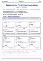 Vorschau - Arbeitsblätter - Basisscreening Physik Experimente Klasse 7–8 - Deckblatt