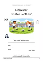 Vorschau - Arbeitsblätter - Preston North End: Fußball Leseheft und Schreibheft mit Silben, Satzbau, Textverständnis, Arbeitsblättern und Lösungen - Seite 1