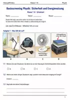 Vorschau - Arbeitsblätter - Basisscreening Physik Sicherheit Klasse 7–8 - Deckblatt