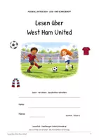 Vorschau - Arbeitsblätter - West Ham United: Fußball Leseheft und Schreibheft mit Silben, Satzbau, Textverständnis, Arbeitsblättern und Lösungen - Seite 1