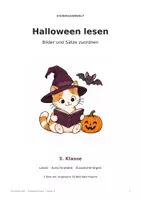 Vorschau - Arbeitsblätter - Bilder und Sätze zuordnen | Lesespiel für die 3. Klasse - Deckblatt