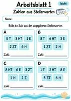 Vorschau - Arbeitsblätter - Zahlen aus Stellenwerten bilden Klasse 4 | Mathematik Klasse 4 | 10 Arbeitsblätter als PDF - Seite 1