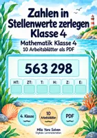 Vorschau - Arbeitsblätter - Zahlen in Stellenwerte zerlegen Klasse 4 | Mathematik Klasse 4 | 10 Arbeitsblätter als PDF - Deckblatt