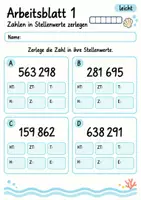Vorschau - Arbeitsblätter - Zahlen in Stellenwerte zerlegen Klasse 4 | Mathematik Klasse 4 | 10 Arbeitsblätter als PDF - Seite 1