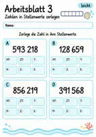 Vorschau - Arbeitsblätter - Zahlen in Stellenwerte zerlegen Klasse 4 | Mathematik Klasse 4 | 10 Arbeitsblätter als PDF - Seite 3