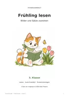 Vorschau - Arbeitsblätter - Bilder und Sätze zuordnen | Lesespiel für die 3. Klasse - Deckblatt
