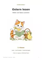 Vorschau - Arbeitsblätter - Bilder und Sätze zuordnen | Lesespiel für die 3. Klasse - Deckblatt