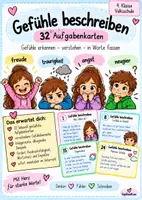 Vorschau - Arbeitsblätter - Gefühle beschreiben – 32 Aufgabenkarten | 3./4. Klasse - Deckblatt
