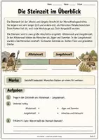Vorschau - Stundenentwürfe - Die Steinzeit – Komplettes Unterrichtsmaterial für Klassen 4, 5, 6 | Arbeitsheft, Übungen, Lösungen & Lernkontrolle Test - Seite 1