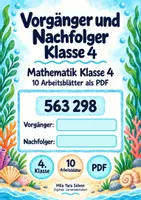 Vorschau - Arbeitsblätter - Vorgänger und Nachfolger Klasse 4 | Mathematik Klasse 4 | 10 Arbeitsblätter als PDF - Deckblatt