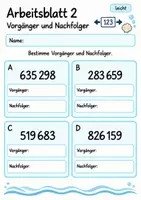 Vorschau - Arbeitsblätter - Vorgänger und Nachfolger Klasse 4 | Mathematik Klasse 4 | 10 Arbeitsblätter als PDF - Seite 2