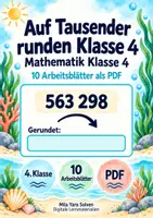Vorschau - Arbeitsblätter - Auf Tausender runden Klasse 4 | Mathematik Klasse 4 | 10 Arbeitsblätter als PDF - Deckblatt
