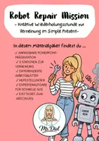 Vorschau - Arbeitsblätter - Robot Repair: Wiederholung & Festigung der Verneinung im Simple Present - Deckblatt