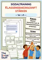 Vorschau - Stundenentwürfe - Soziales Lernen: Sozialtraining "Klassengemeinschaft stärken" - Teil 1 (Doppelstunde) / Klassen 3-5 / Teambuilding - Deckblatt
