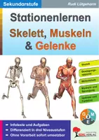 Vorschau - Unterrichtsreihen - Stationenlernen Skelette, Muskeln und Gelenke | Dreifach differenziert | Biologie Klasse 5-10 Arbeitsblätter mit Lösungen - Deckblatt