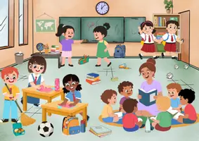 Vorschau - Arbeitsblätter - Lesespurgeschichte „Chaos im Klassenzimmer“ – 3-fach differenziert - Seite 1