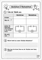 Vorschau - Arbeitsblätter - Gleichstrom & Wechselstrom -Arbeitsblatt mit Lösung - Seite 1