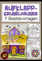 Vorschau - Mal- und Bastelvorlagen - Halloween Basteln – Aufklappbilder, Klappbilder, Bastelvorlagen, Gruselhäuser, Ausmalbilder, Bastelidee, Halloween Deko, Klassendeko, Kunstunterricht | Bastelprojekt, Malvorlagen, Klasse 1, 2, 3, 4, Grundschule - Deckblatt