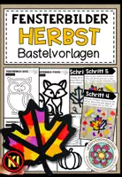 Vorschau - Mal- und Bastelvorlagen - Herbst basteln Grundschule – Fensterbilder Herbst, Bastelvorlagen, Herbstdeko, Blätter, Kürbisse | verschiedene Vorlagen zum Ausschneiden - Deckblatt