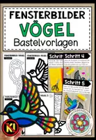 Vorschau - Mal- und Bastelvorlagen - Vögel Fensterbilder basteln – bunte Vogelmotive mit Transparentpapier | Bastelvorlagen Grundschule - Deckblatt