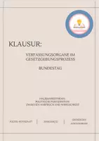Vorschau - Klassenarbeiten - Klausur: Klausur mit EWH: Verfassungsorgane im Gesetzgebungsprozess (Bundestag) - Deckblatt