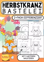 Vorschau - Mal- und Bastelvorlagen - 🍂 Herbstkranz basteln | Kranz Bastelvorlage Herbst | Waldtiere | Grundschule - Deckblatt