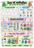 Vorschau - Mal- und Bastelvorlagen - 3D-Tannenbaum basteln im Winter, Advent, Weihnachten | Kunst & Basteln Grundschule | Vorlagen & Anleitung | Klasse 2-4 - Seite 1