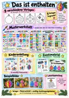 Vorschau - Mal- und Bastelvorlagen - 3D-Weihnachtskugel basteln im Winter, Advent, Weihnachten | Kunst & Basteln Grundschule | Vorlagen & Anleitung | Klasse 2-4 - Seite 1