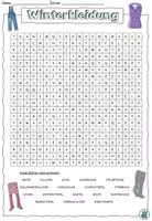 Vorschau - Arbeitsblätter - Suchsel / Suchspiel "Winterkleidung" DaZ / Deutsch - Seite 1