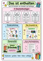 Vorschau - Mal- und Bastelvorlagen - Freebie 3D-Geschenk basteln im Winter, Advent, Weihnachten | Kunst & Basteln Grundschule | Vorlagen & Anleitung | Klasse 2-4 - Seite 1