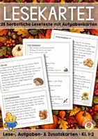 Vorschau - Fördermaterial/Inklusion - Lesekartei Herbst (Klasse 1-2) - Deckblatt