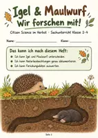 Vorschau - Stundenentwürfe - Igel und Maulwurf im Herbst | Sachunterricht Klasse 2–4 · Forscherheft & Citizen Science - Deckblatt