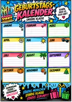 Vorschau - Poster - Geburtstagskalender Comic – Klassenposter zum Eintragen | Buntes Geburtstagsplakat für Grundschule & Klassenzimmer - Seite 1