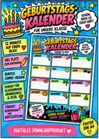 Vorschau - Poster - Geburtstagskalender Comic – Klassenposter zum Eintragen | Buntes Geburtstagsplakat für Grundschule & Klassenzimmer - Deckblatt