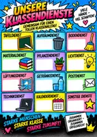 Vorschau - Mal- und Bastelvorlagen - Klassendienste Blanko Vorlagen (6 Seiten) | Comic Pop-Art Klassenämter A4 | Dienste-Karten zum Ausschneiden - Seite 2