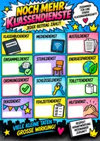Vorschau - Mal- und Bastelvorlagen - Klassendienste Blanko Vorlagen (6 Seiten) | Comic Pop-Art Klassenämter A4 | Dienste-Karten zum Ausschneiden - Seite 1