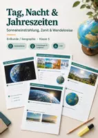 Vorschau - Arbeitsblätter - Tag, Nacht & Jahreszeiten – Sonneneinstrahlung, Zenit und Wendekreise | Erdkunde - Deckblatt