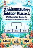 Vorschau - Arbeitsblätter - Zahlenmauern Addition Klasse 4 | 10 Arbeitsblätter / Aufgabenblätter als PDF - Deckblatt