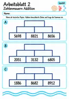 Vorschau - Arbeitsblätter - Zahlenmauern Addition Klasse 4 | 10 Arbeitsblätter / Aufgabenblätter als PDF - Seite 2