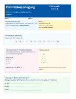 Vorschau - Arbeitsblätter - Primfaktorzerlegung Arbeitsblatt - Deckblatt