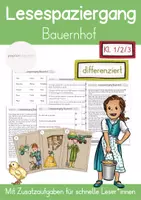 Vorschau - Arbeitsblätter - Lesespaziergang Bauernhof - 5-fach differenziert | Leseförderung | Klasse 2/3 - Deckblatt
