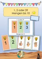 Vorschau - Spiele - 1, 2 oder 3: Mengen bis 10 für die digitale Tafel | Quizzen im Matheunterricht - Deckblatt