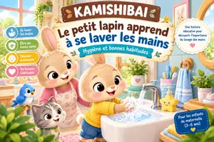 Aperçu - Cartes / Images - Kamishibai – Le petit lapin apprend à se laver les mains – hygiène et bonnes habitudes - Page de couverture