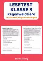 Vorschau - Arbeitsblätter - Lesetest Klasse 3 – Regenwaldtiere | 10 Texte mit Fragen & Lösungen - Deckblatt